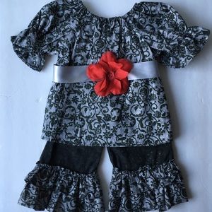 Matching peasant top and ruffle pants